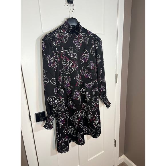 NEW Loft Womens Paisley Smocked‎ Flare Long Sleeve Dress Size 4 Small Spring - Picture 4 of 11